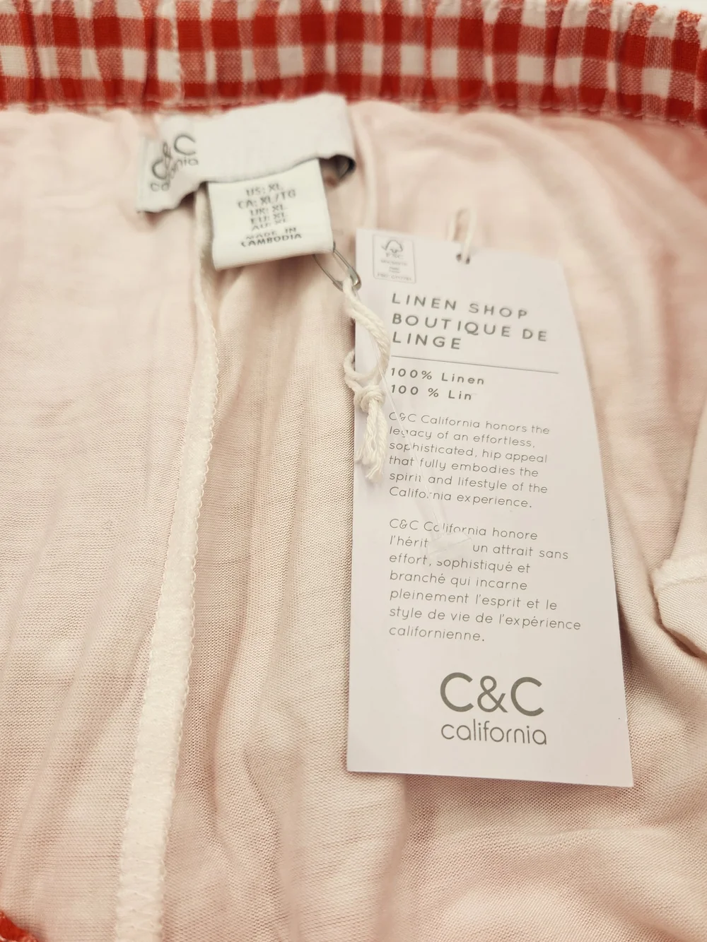 C&C California Red Gingham Drawstring Mini Skirt